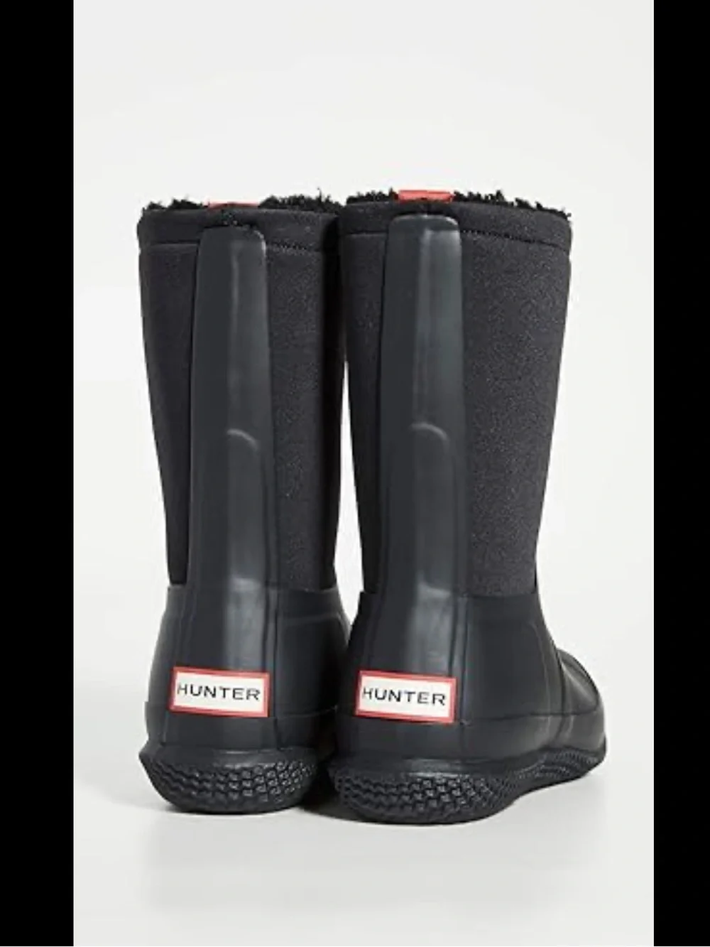 Hunter Black fleece lined Rain Boots with Red Logo Trim
